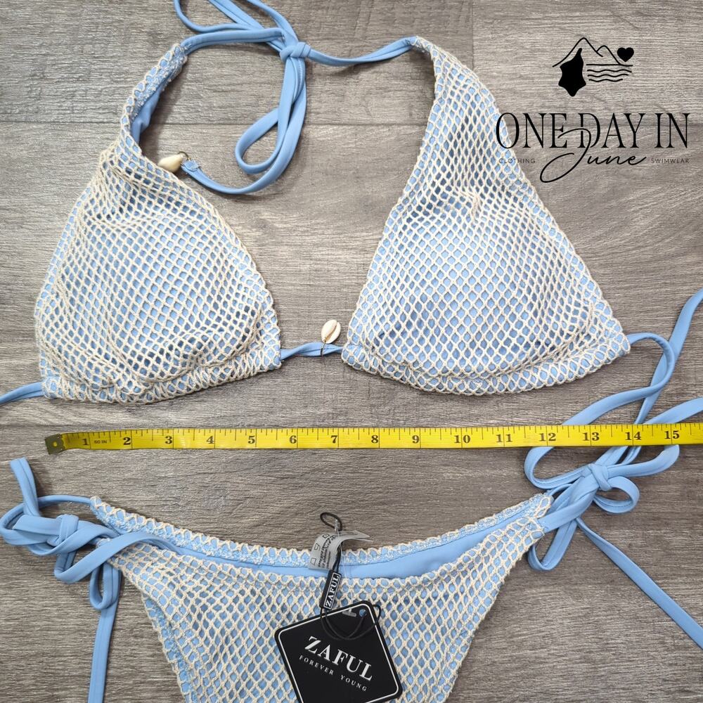 Zaful High Cut Tie Side Tie Back Bikini Swimsuit Size M - Picture 5 of 7